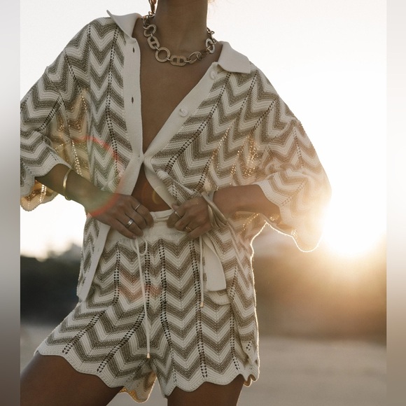 Petal & Pup Tops - Petal and Pup Cherie Knit Shirt and Short Set Beach Swim Coverup Medium Runaway